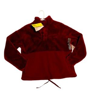 Womens Maroon Fleece Pullover Jacket